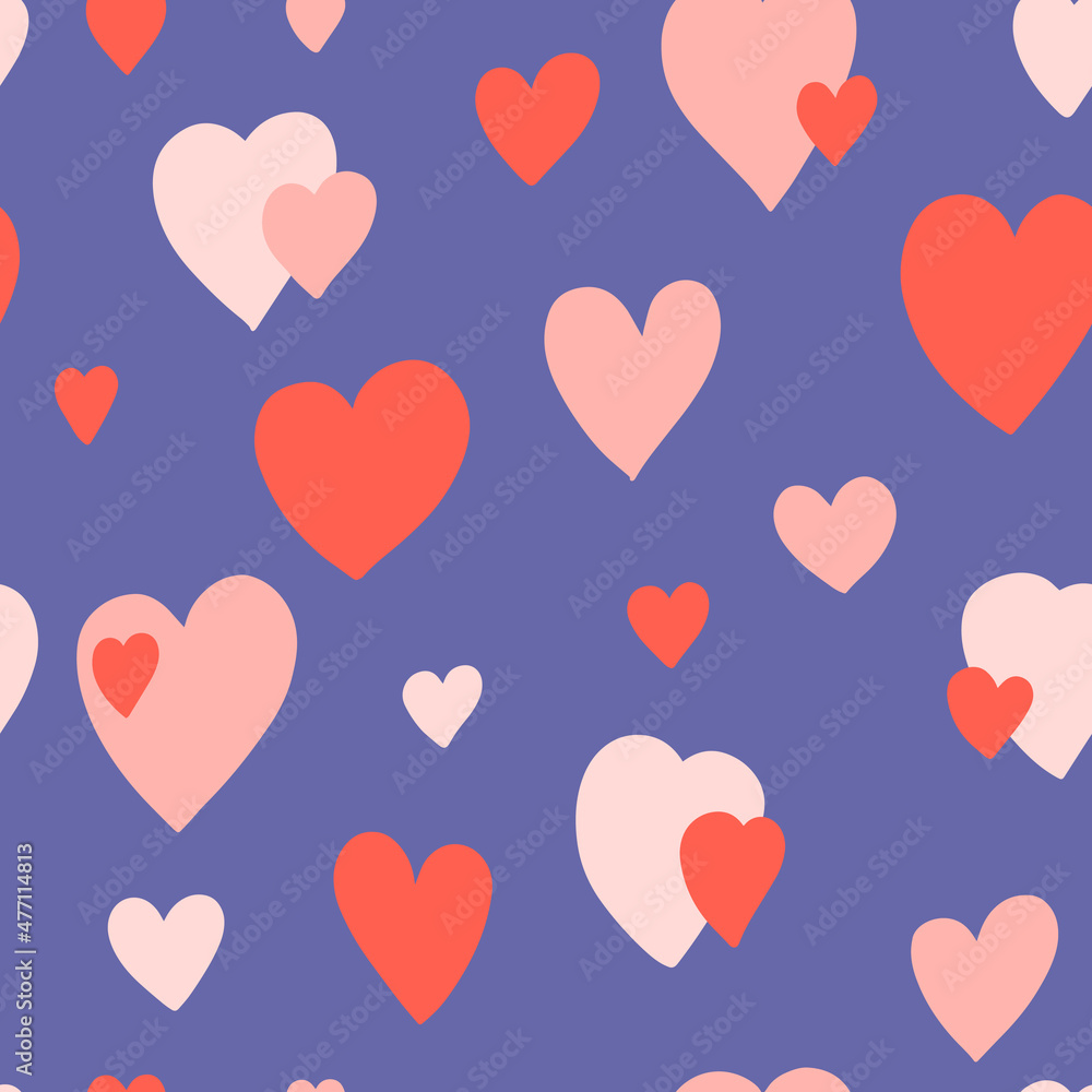 Seamless heart pattern. Repetitive hand draw illustration. Great for Valentine's Day postcard, wedding designs.