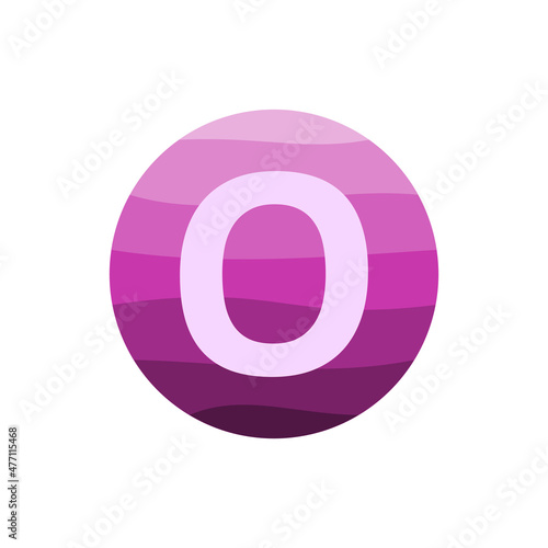 letter o with purple circle gradient vector design template in white background.