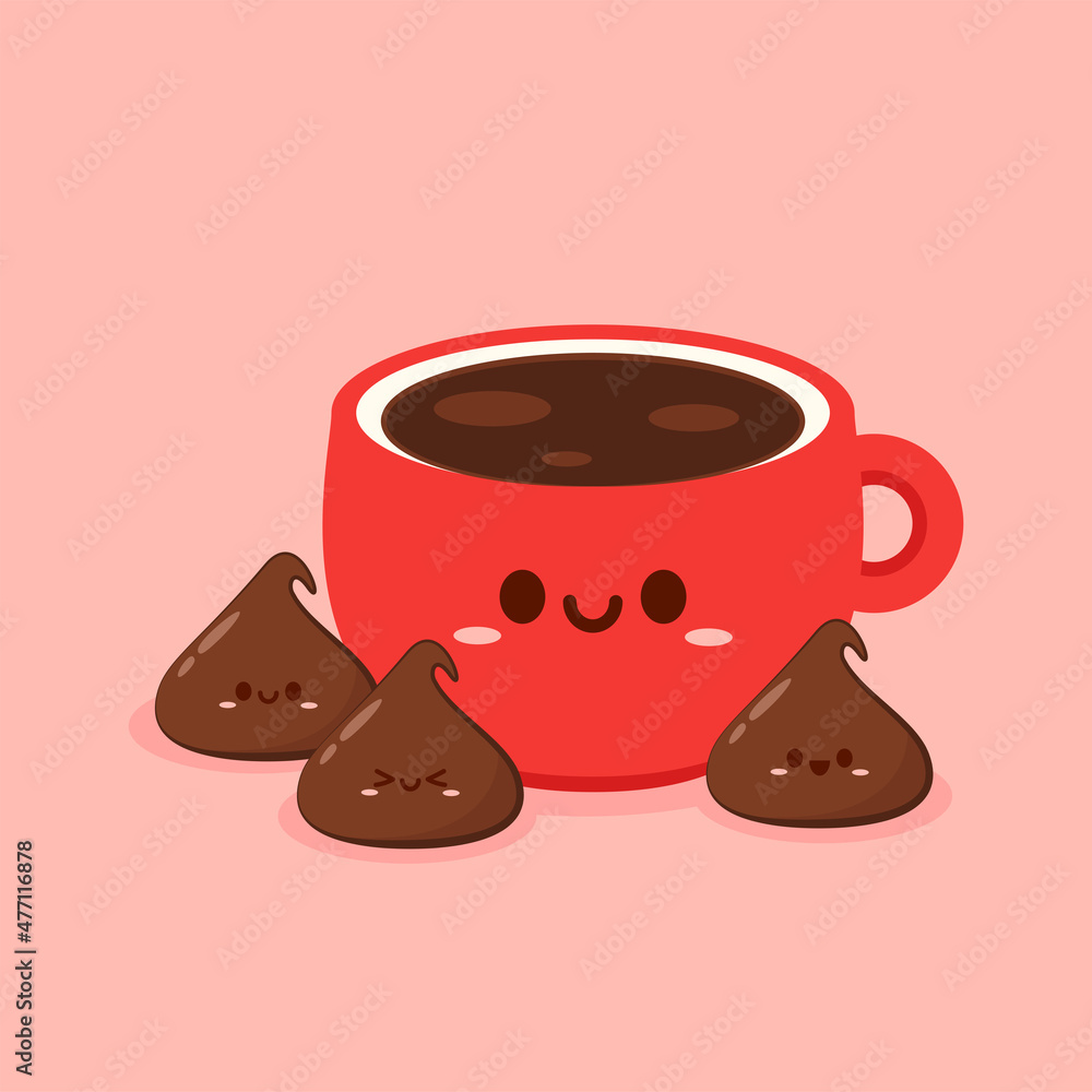 Dark chocolate chip cartoon vector. Dark chocolate chip character design. Dessert vector. Dark chocolate chip cartoon vector. Dark chocolate chip character design. Dessert vector.