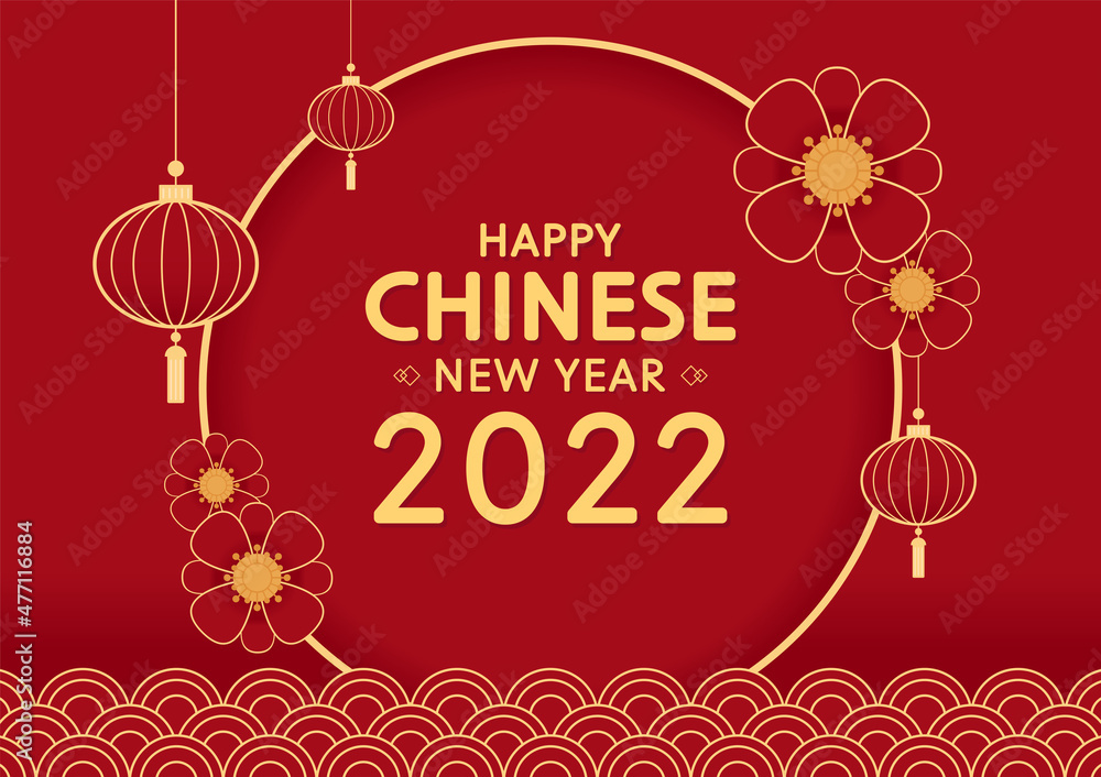 Naklejka premium Happy Chinese new year 2022. Year of Tiger. Chinese new year poster. Happy new year banner.