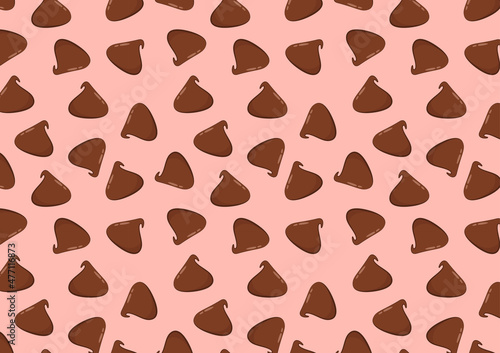 Dark chocolate chip cartoon vector. Dark chocolate pattern wallpaper.