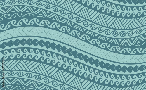 Fotografie polynesian maori pattern vector illustration wallpaper tile tatto design wave  t
