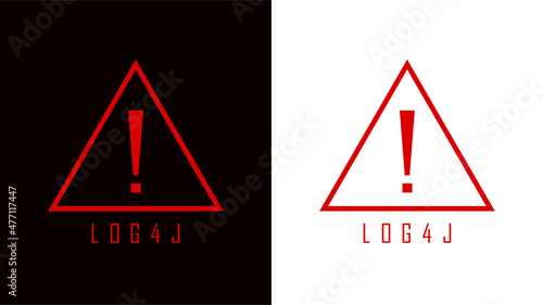Security Vulnerability Log4j. Java code log4j with warning sign. Cyberspace and vulnerability. Vector illustration