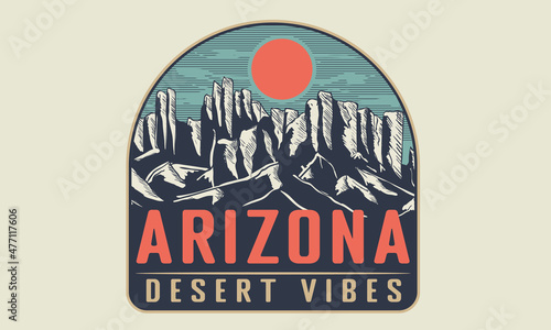 Arizona desert illustration design for prints, batch, fashion, apparel, poster, and other uses.