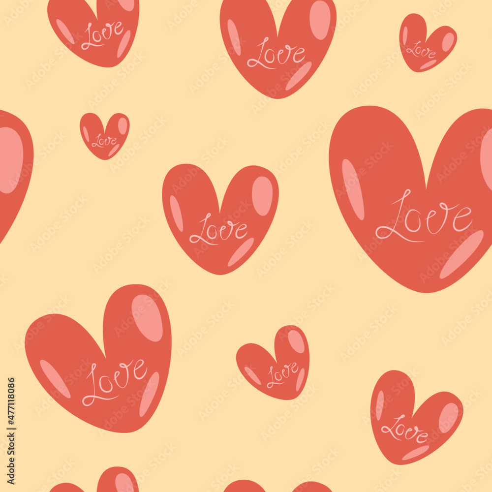 endless background with stylized hearts 