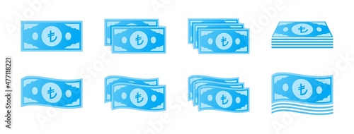 Turkish Lira Banknote Icon Set