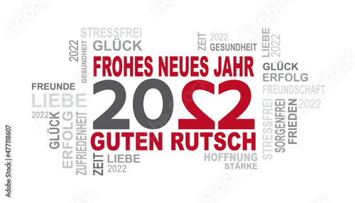 neujahrskarte - weihnachstkarte - gute wünsche für das neue jahr 2022 - guten rutsch