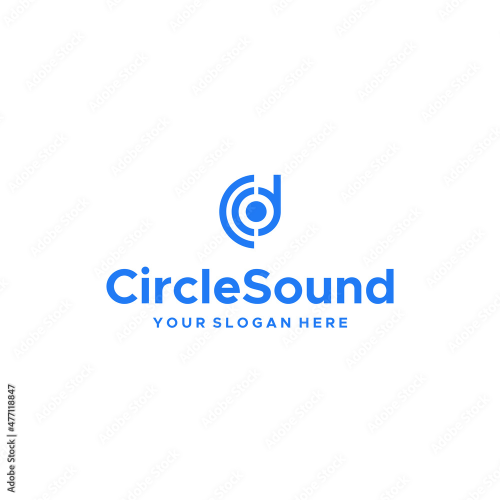 Flat letter mark initial Circle Sound logo design