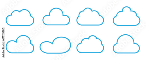 Clouds set isolated on white background. Collection of clouds for web site, poster, placard and wallpaper. Creative modern concept. Clouds vector illustration