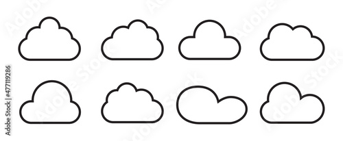 Clouds set isolated on white background. Collection of clouds for web site, poster, placard and wallpaper. Creative modern concept. Clouds vector illustration