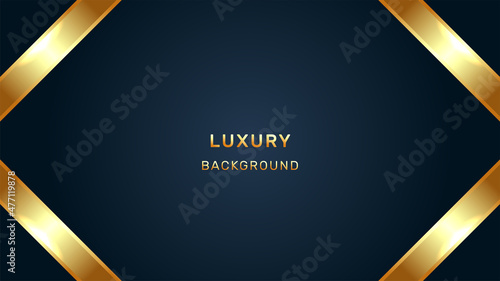 Abstract luxury background. Gold lines on navy background
