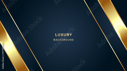 Abstract luxury background. Gold lines on navy background
