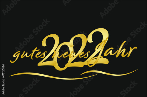 Schwarze Karte mit goldenem Text gutes neues Jahr 2022.