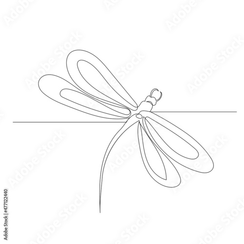 dragonfly sketch drawing by one continuous line