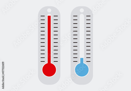 Icono de termómetro en altas temperaturas y en bajas.