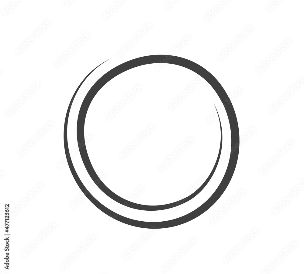 Round frame black and white vector ornament. Graphic border doodle. Ring curve link connection Round frame black and white vector ornament. Graphic border doodle. Ring curve link connection