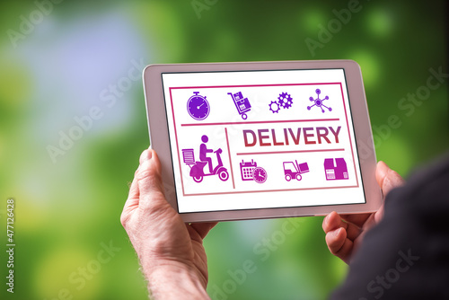 Delivery concept on a tablet