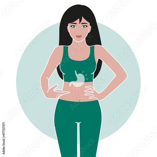 Woman body fitness health and stomach organ