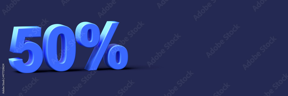 3d blue words 50 percent off discount with blank background 3d blue words 50 percent off discount with blank background