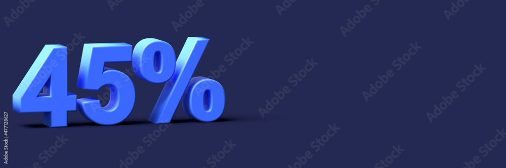 3d blue words 45 percent off discount with blank background 3d blue words 45 percent off discount with blank background