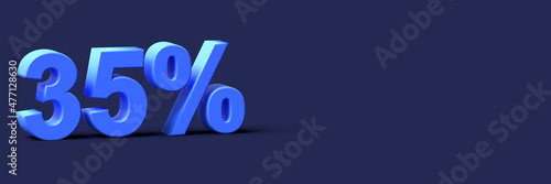 3d blue words 35 percent off discount with blank background