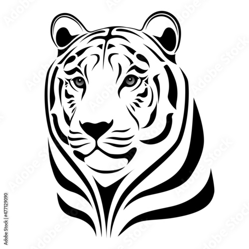 Abstract Tiger in the form of a tattoo
