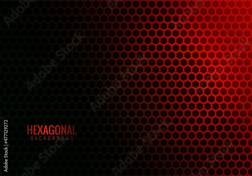 Abstract hexagonal technology red background