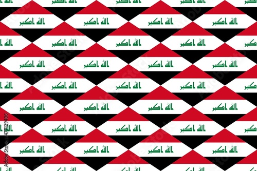 Geometric pattern in the colors of the national flag of Iraq. The colors of Iraq.