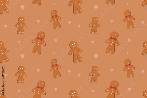 Christmas Gingerbread Seamless Pattern Brown Design