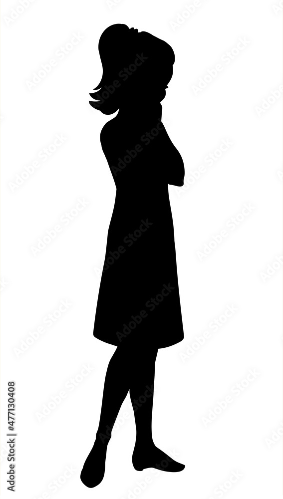 Pretty small girl. Vector drawing sketch Pretty small girl. Vector drawing sketch