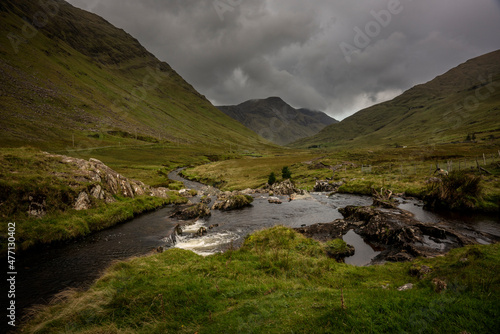 The Glenummera River in the Sheeffry Mountains flows into Dou Lough county Mayo, Ireland © Bo