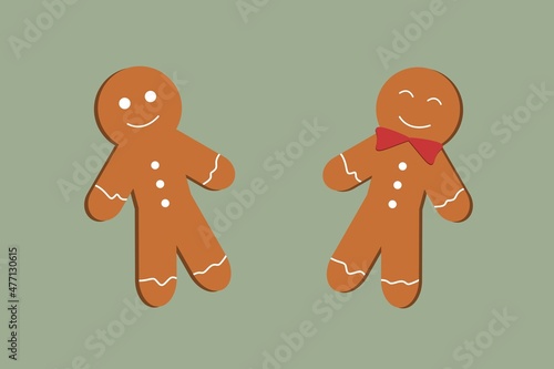 Christmas Gingerbread Set Vector Art Flat Illustration
