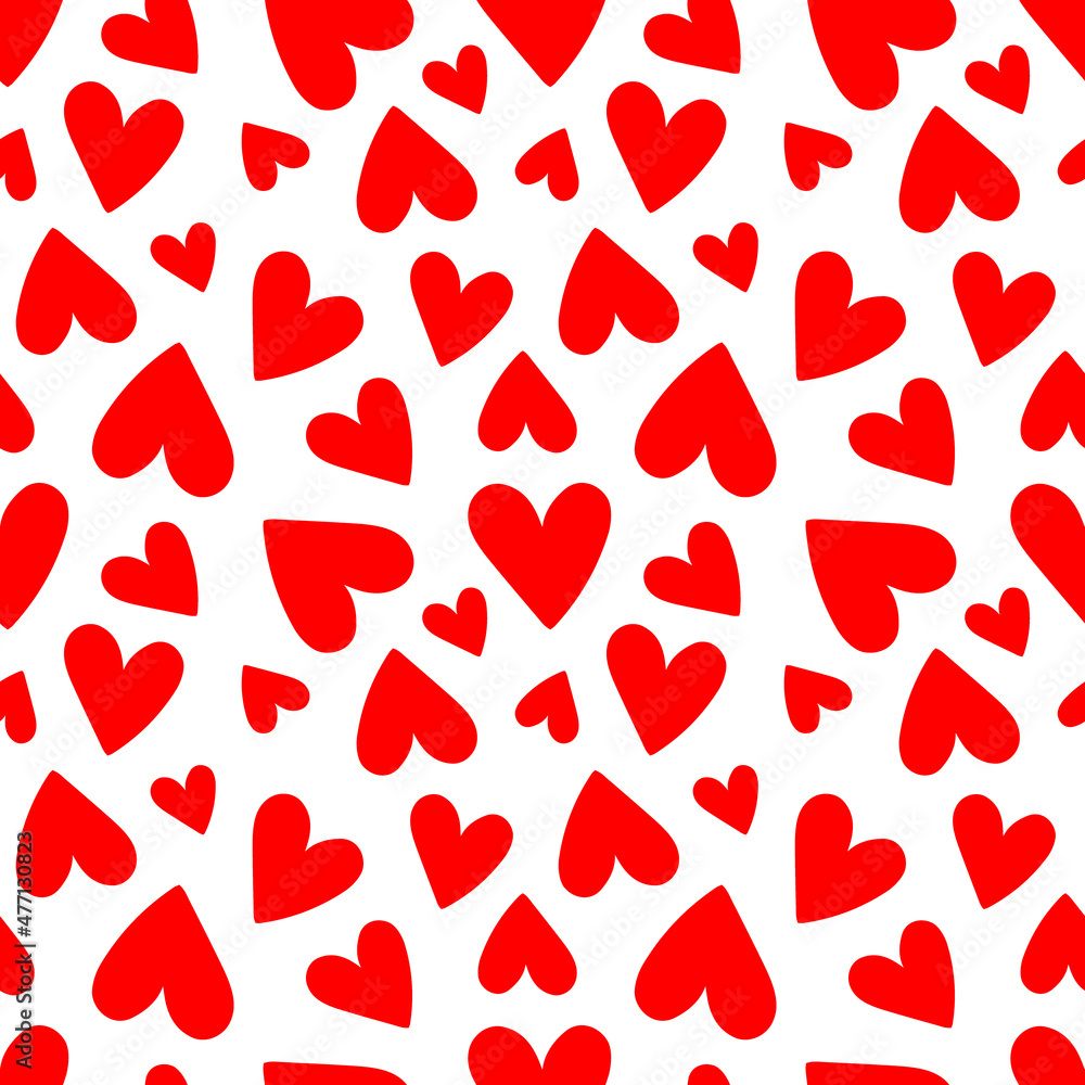 Seamless pattern of red hearts on a white background. Vector illustration Seamless pattern of red hearts on a white background. Vector illustration