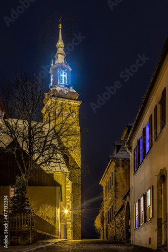 Schneeberg Erzgebirge Altstadt mit Blick auf die St. Wolfgangs Kirche 