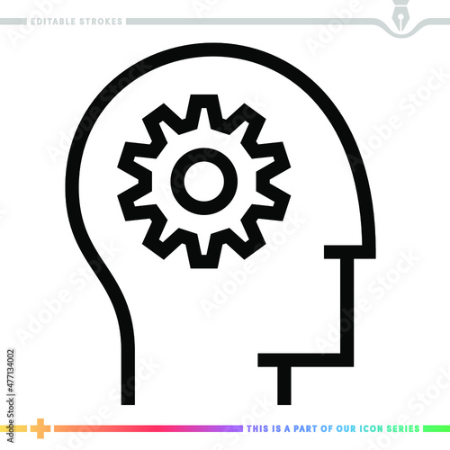 Line icon for mind developing illustrations with editable strokes. This vector graphic has customizable stroke width.