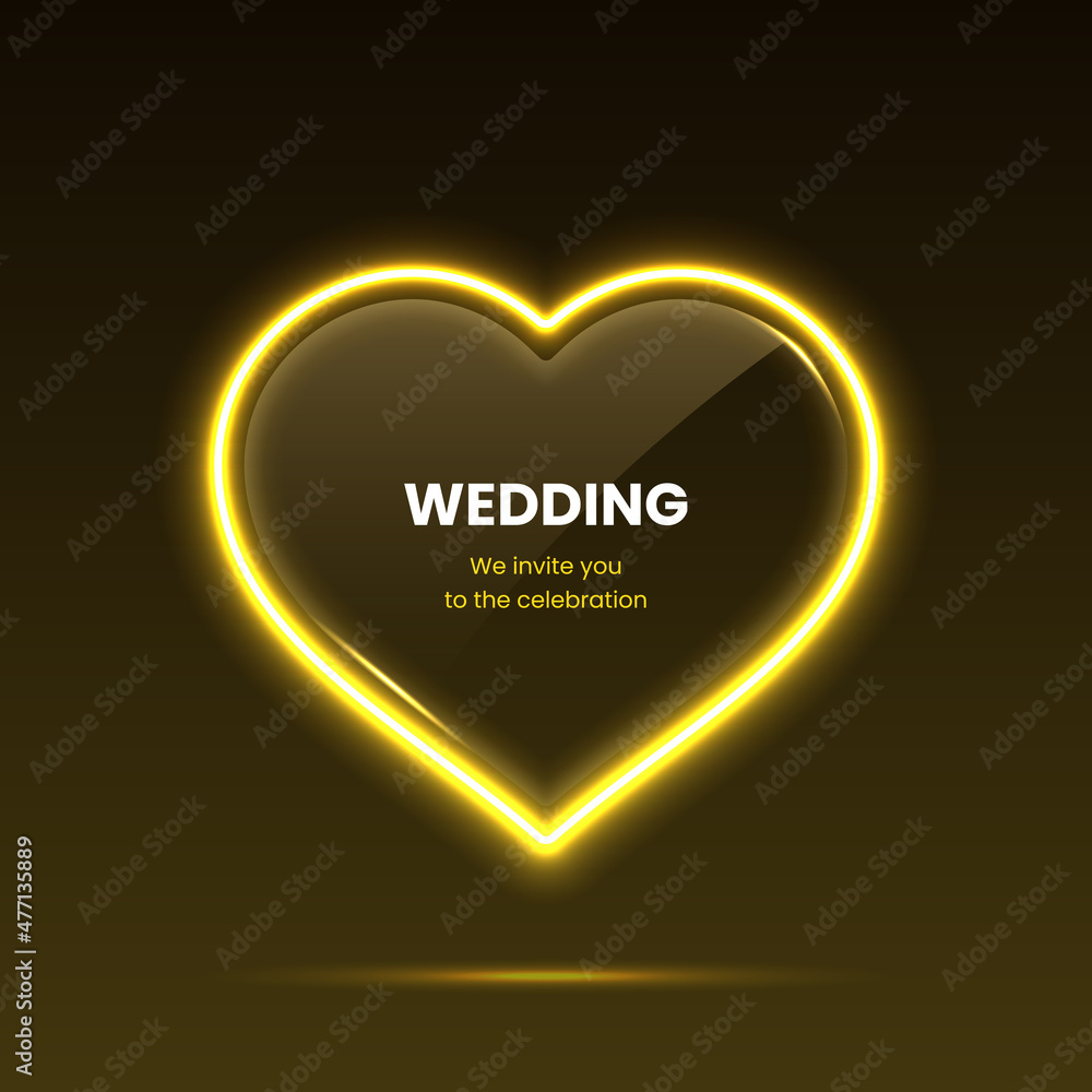 Heart with neon lights for wedding or Valentines day Heart with neon lights for wedding or Valentines day