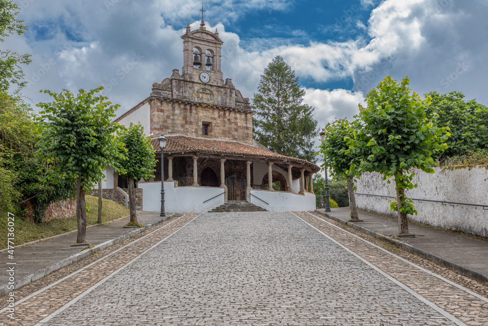 Church of San Juan d'Amandi. Villaviciosa, Asturias, Spain. On the Camino del Norte, world heritage.