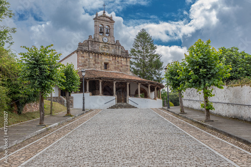 Church of San Juan d'Amandi. Villaviciosa, Asturias, Spain. On the Camino del Norte, world heritage. photo