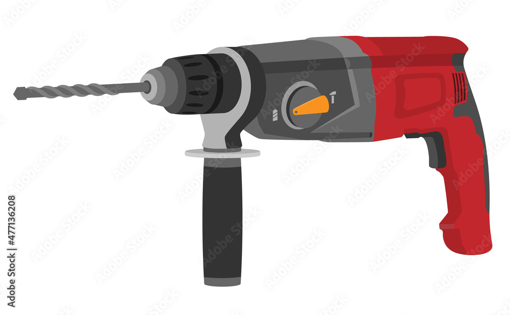 Puncher, Rotary hammer, impact drill isolated on white background
