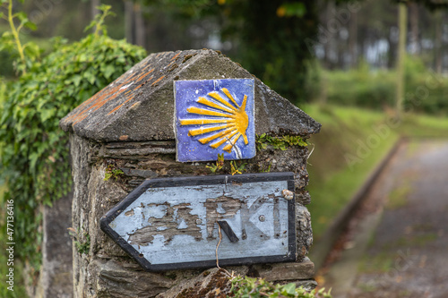 the Ancient Scallops signs, leading the pilgrim's way towards Santiago de Compostela, Camino del Norte