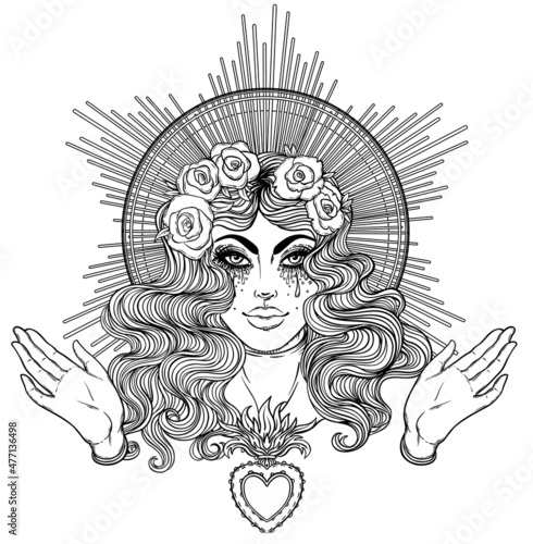 Madonna, Lady of Sorrow. Devotion to the Immaculate Heart of Blessed Virgin M...