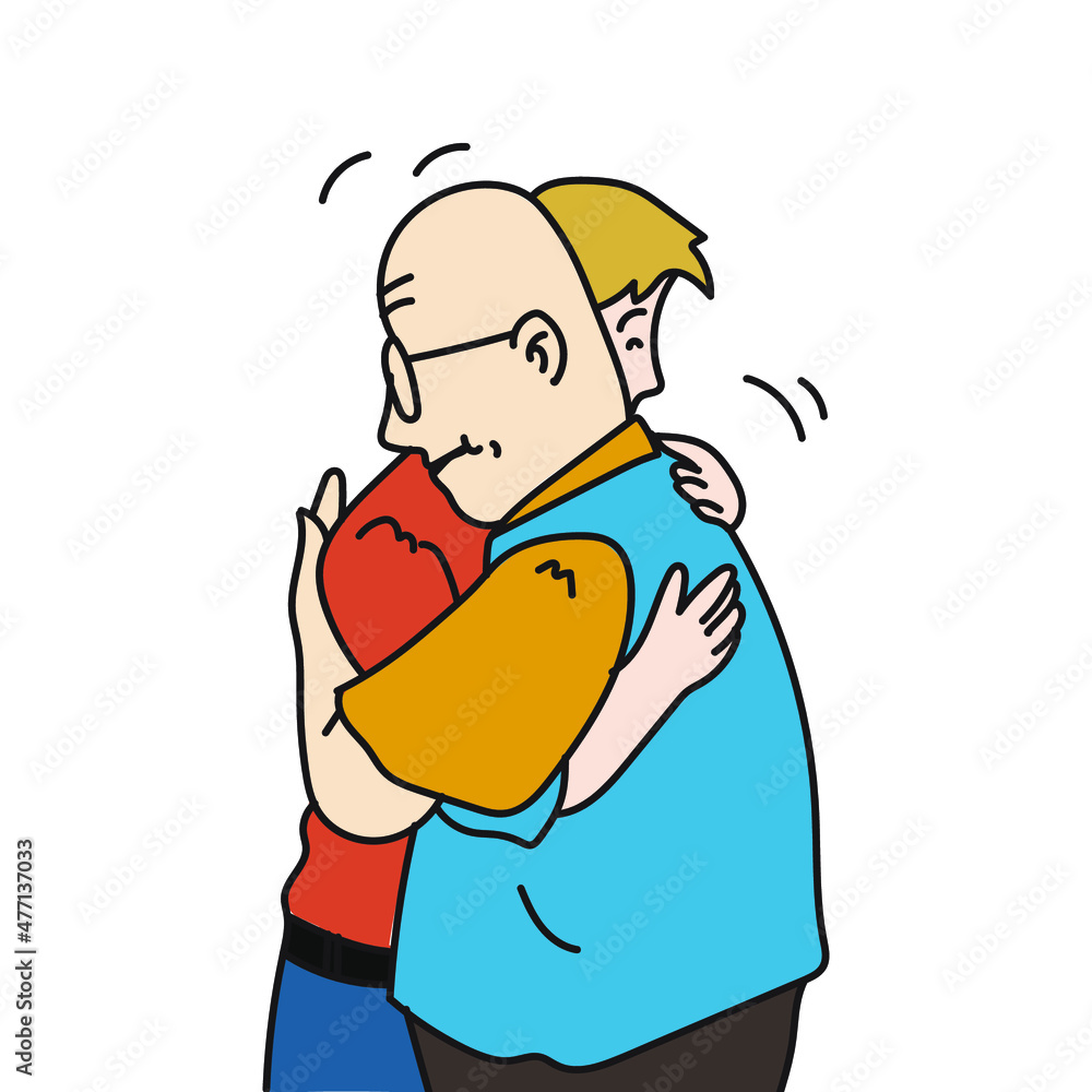 men hug cartoon vector illustration men hug cartoon vector illustration