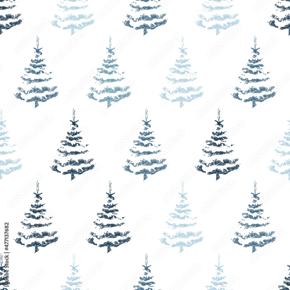 Obraz premium vector seamless pattern with silhouettes of christmas trees,spruce forest