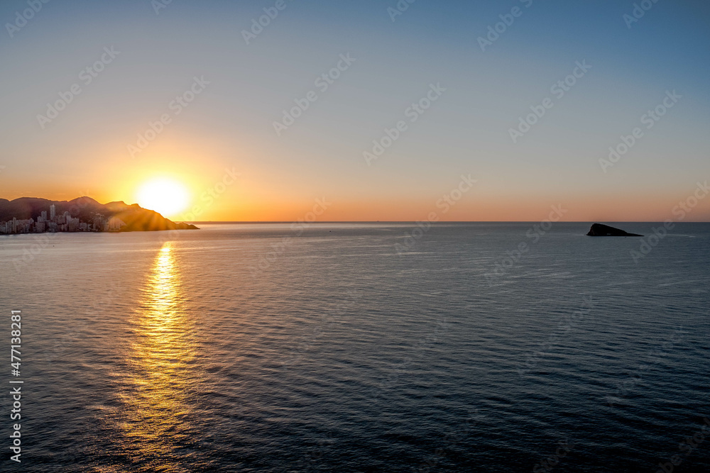 The bay of Benidorm in Spain at sunrise