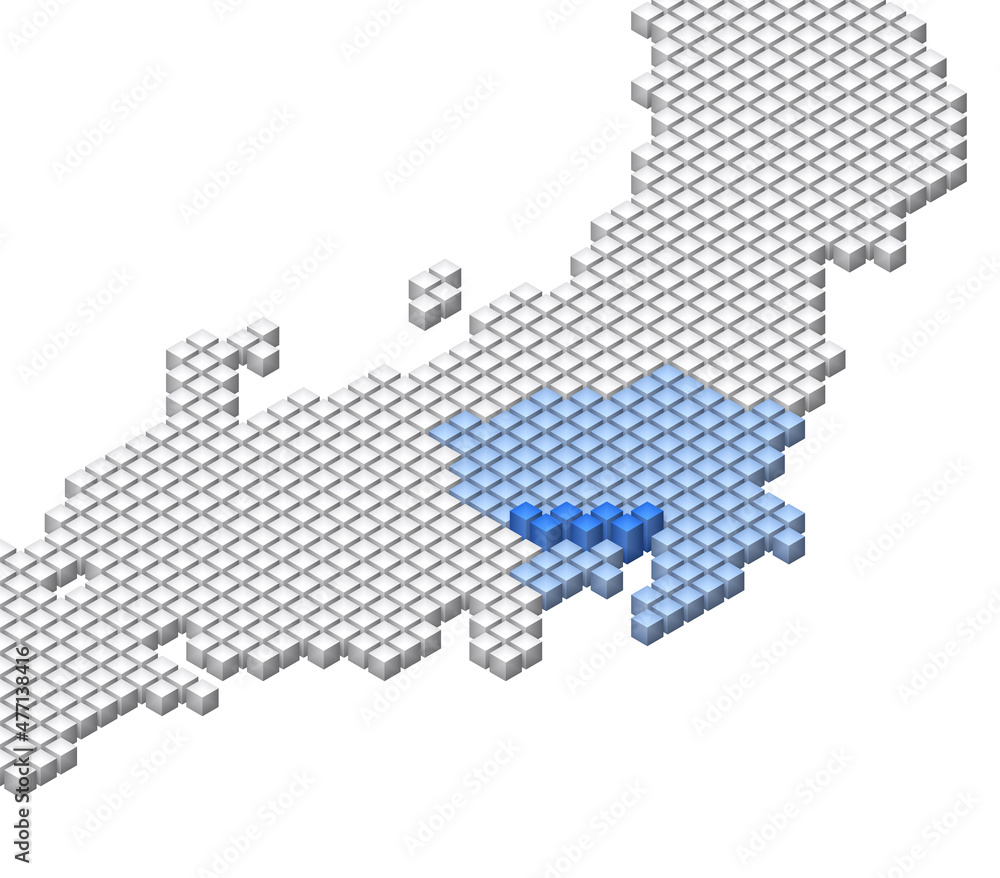 キューブドットの3D日本地図　関東　東京