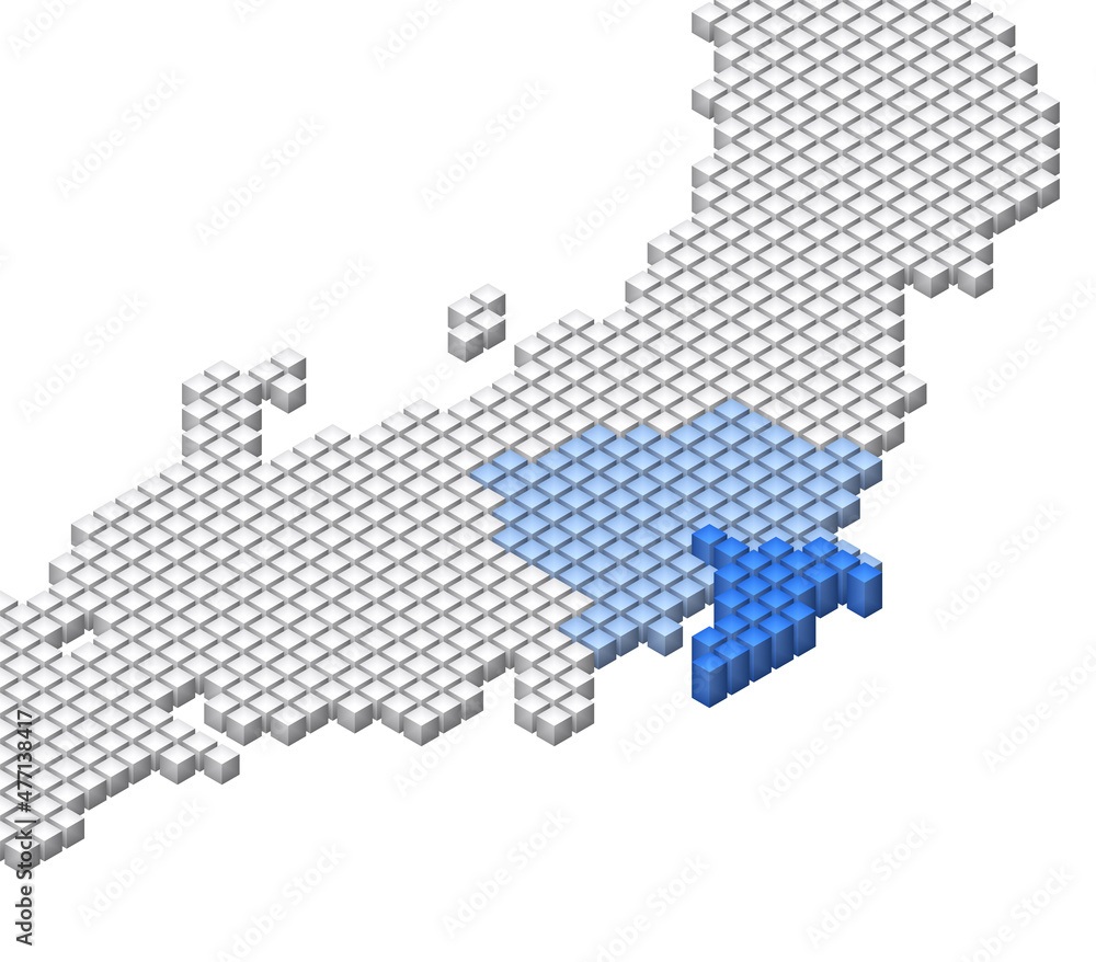 キューブドットの3D日本地図　関東　千葉