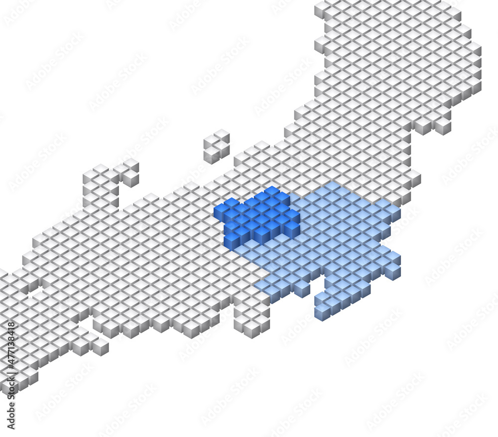 キューブドットの3d日本地図 関東 群馬 Stock Illustration Adobe Stock