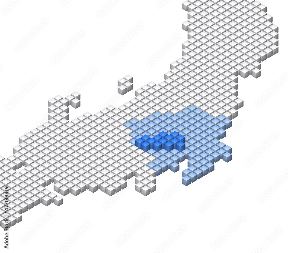 キューブドットの3D日本地図　関東　埼玉