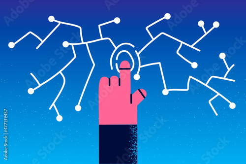 Person use finger for digital password identification 