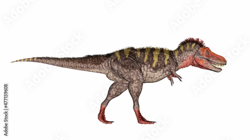 Tarbosaurus dinosaur walking mouth open - 3D render © Elenarts